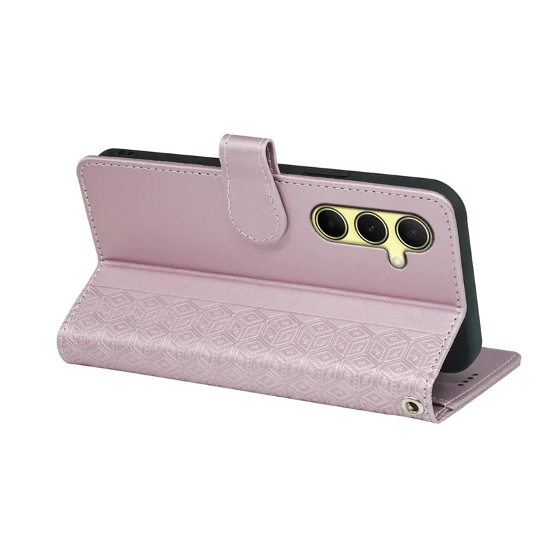 For Samsung Galaxy A16 4G / 5G Case with 9 Card Slots Checkered Pattern PU Leather Phone Cover - Rose Gold