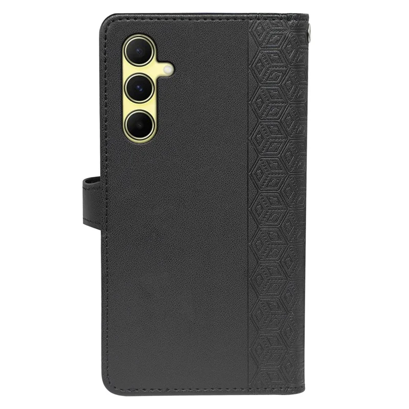 For Samsung Galaxy A26 5G Case with 9 Card Slots Checkered Pattern PU Leather Phone Cover - Black