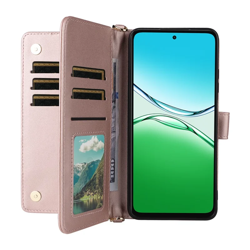 For Oppo A5 5G / 4G / A5m Case with Shoulder / Wrist Strap Leather Phone Cover Stand Wallet - Pink