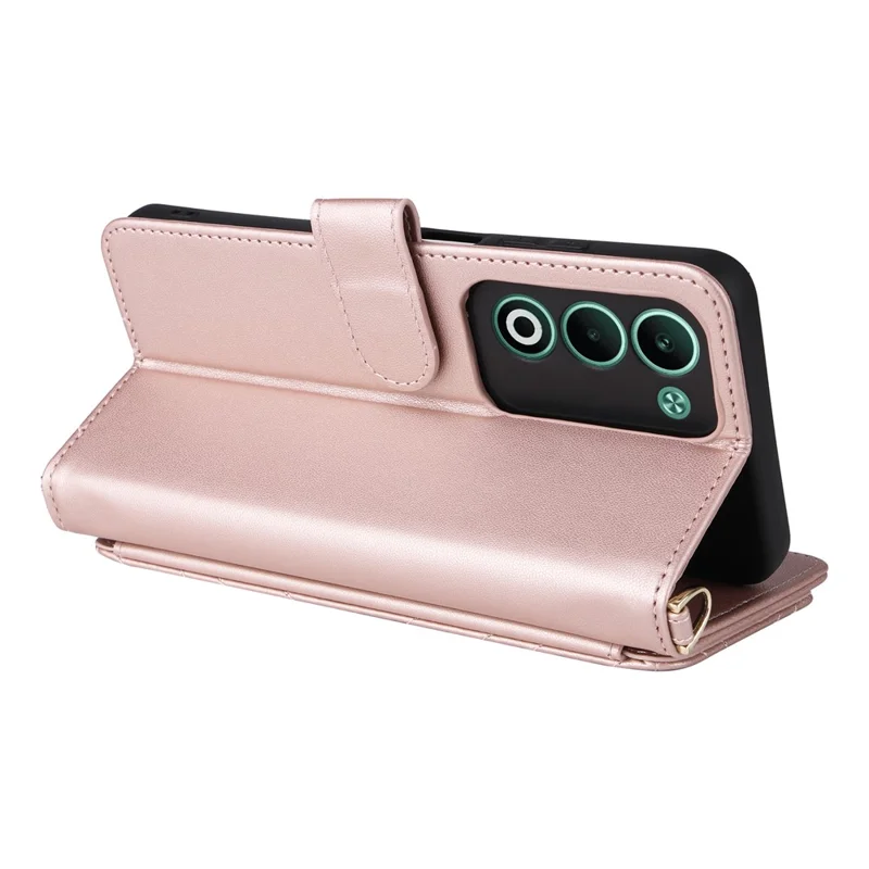 For Oppo A5 5G / 4G / A5m Case with Shoulder / Wrist Strap Leather Phone Cover Stand Wallet - Pink