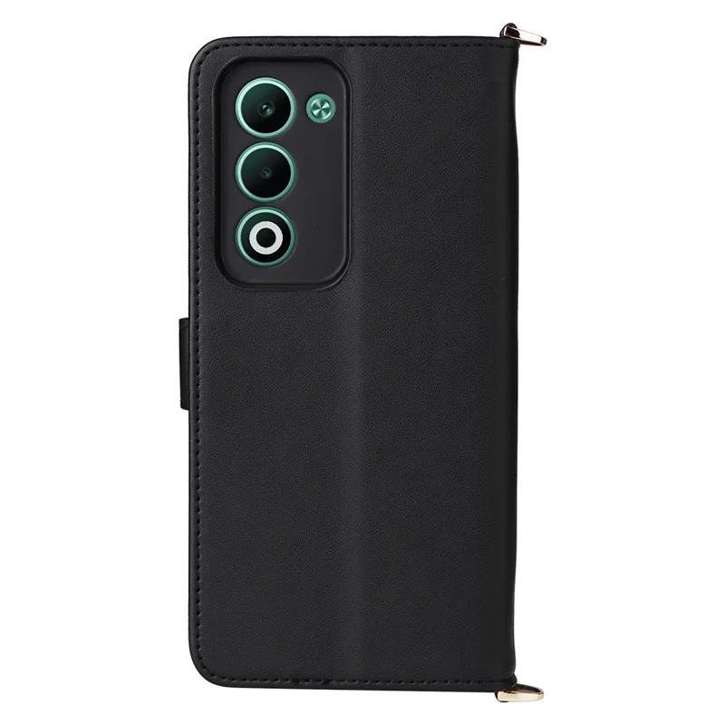 Etui na Oppo A5 5G / 4G / A5m z paskiem na ramię / na nadgarstek, skórzane etui z uchwytem, portfelem - Czarny