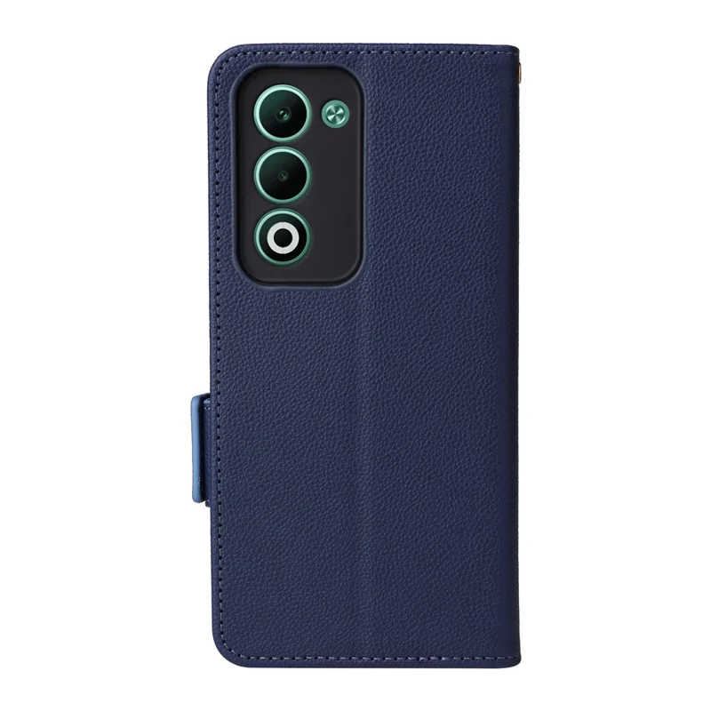 Для Oppo A5 5G / 4G / A5m Чехол с ремешком на запястье Текстура личи PU Кожаный бумажник Чехол для телефона - Темно-синий