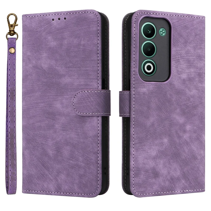 For Oppo A5 5G / 4G / A5m Case Wallet RFID Blocking PU Leather Phone Cover Stand with Strap - Purple