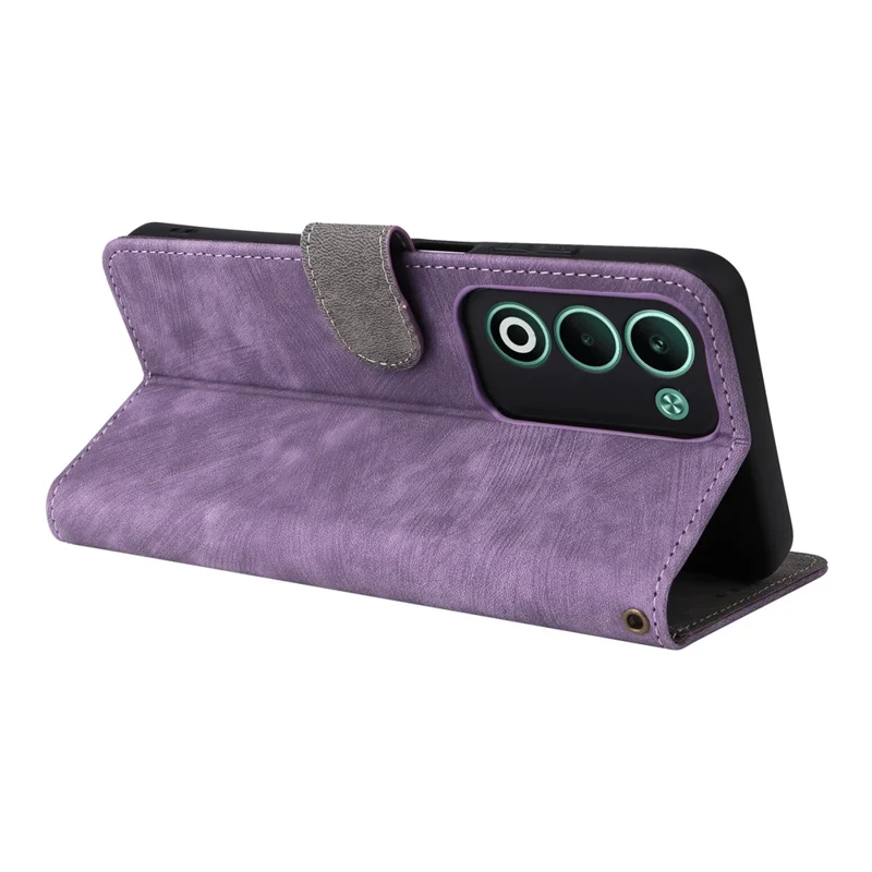 For Oppo A5 5G / 4G / A5m Case Wallet RFID Blocking PU Leather Phone Cover Stand with Strap - Purple