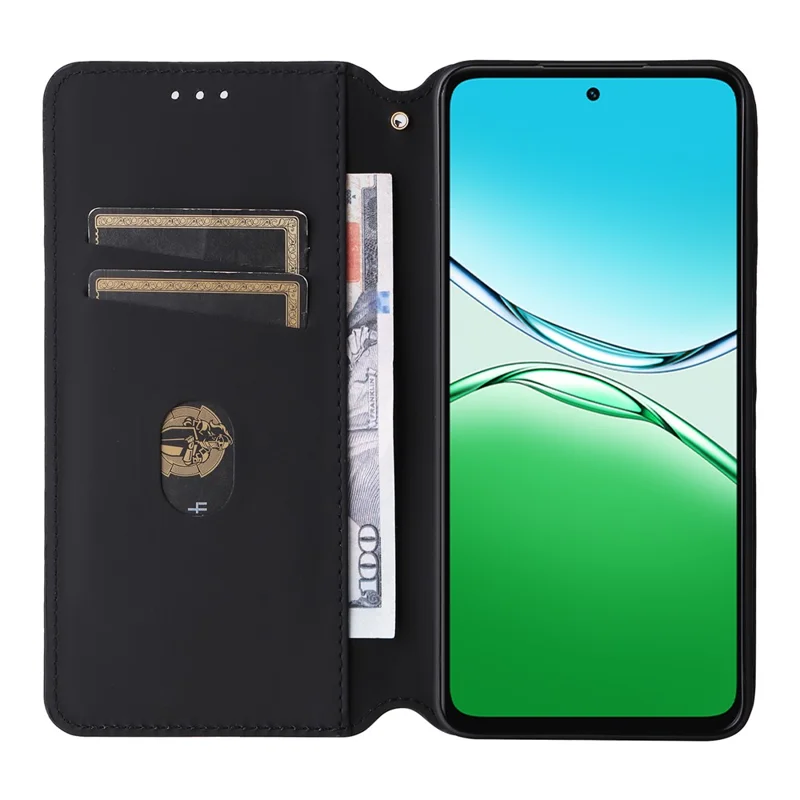 Pour Oppo A5 5G / 4G / A5m Étui Portefeuille en Cuir Imprimé Losange - Noir