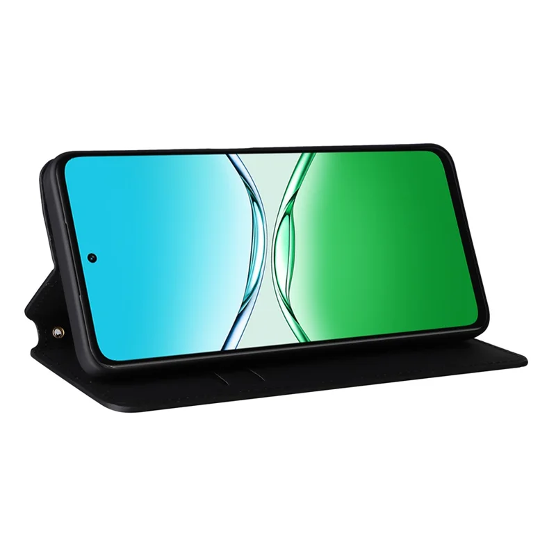 Pour Oppo A5 5G / 4G / A5m Étui Portefeuille en Cuir Imprimé Losange - Noir