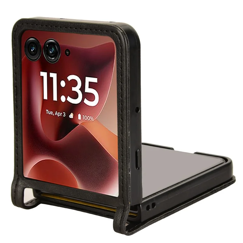 Für Motorola Razr 60 Ultra 5G / Razr Ultra 2025 5G Hülle Retro Textur Leder + PC Handyhülle mit Kartenfach - Schwarz