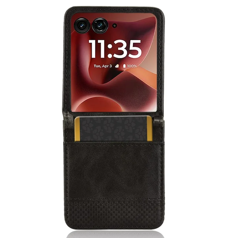 Für Motorola Razr 60 Ultra 5G / Razr Ultra 2025 5G Hülle Retro Textur Leder + PC Handyhülle mit Kartenfach - Schwarz