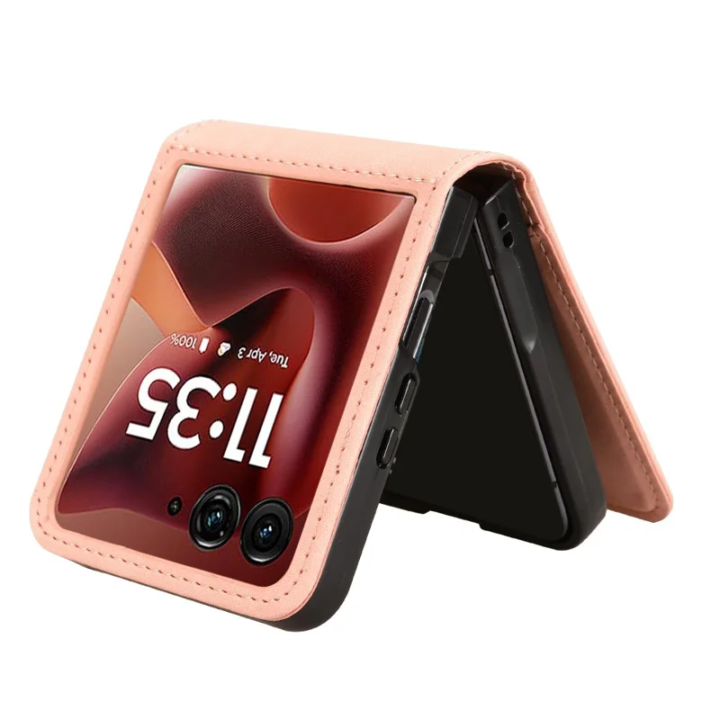Funda para Motorola Razr 60 Ultra 5G / Razr Ultra 2025 5G con Diseño Separable, Ranura para Tarjetas, Cuero + Funda de Teléfono de PC - Rosa