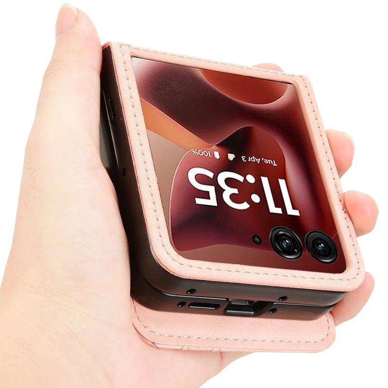 Funda para Motorola Razr 60 Ultra 5G / Razr Ultra 2025 5G con Diseño Separable, Ranura para Tarjetas, Cuero + Funda de Teléfono de PC - Rosa