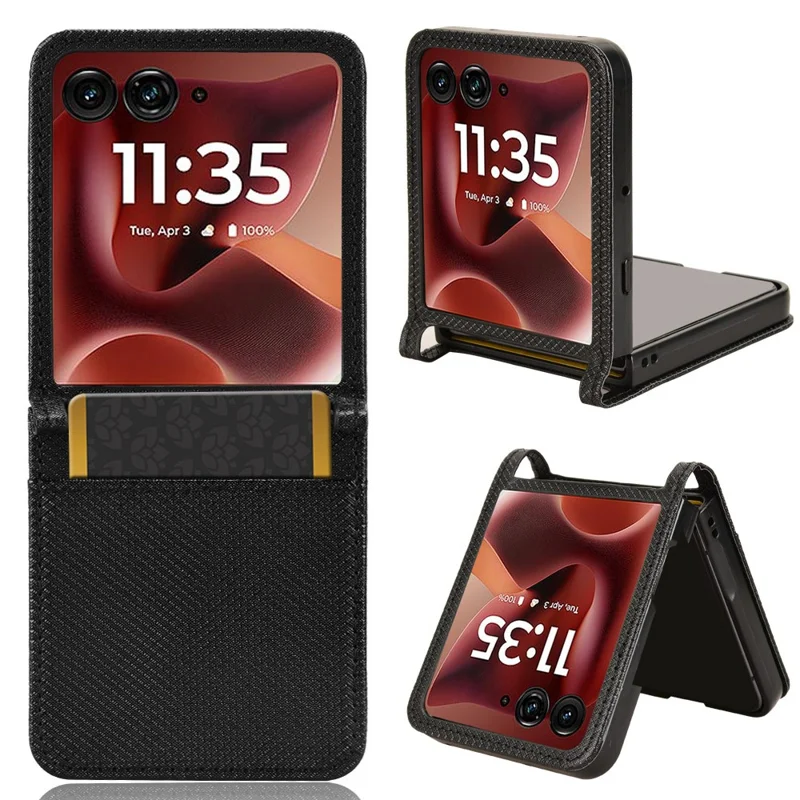 Funda para Motorola Razr 60 Ultra 5G / Razr Ultra 2025 5G de Cuero PU con Textura de Diamante y Ranura para Tarjeta - Negro