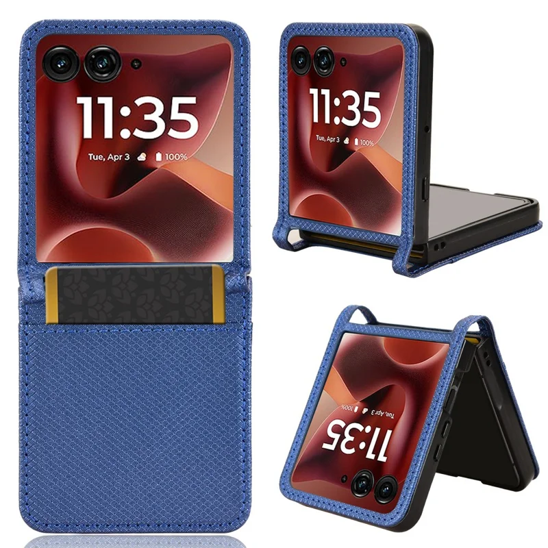 Чехол для Motorola Razr 60 Ultra 5G / Razr Ultra 2025 5G из искусственной кожи с diamond-текстурой и отделением для карт - Синий