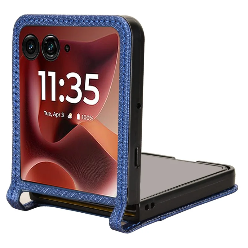 Чехол для Motorola Razr 60 Ultra 5G / Razr Ultra 2025 5G из искусственной кожи с diamond-текстурой и отделением для карт - Синий