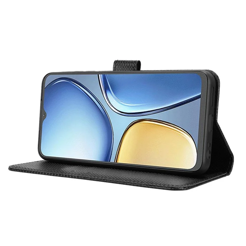 Étui portefeuille en cuir avec sangle pour itel A90 4G - Texture diamant, Housse de téléphone - Noir