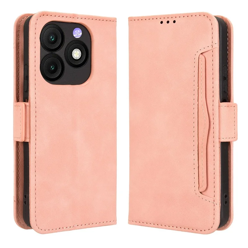 Чехол-кошелек из натуральной кожи для itel Zeno 10 4G с несколькими отделениями для карт - розовый