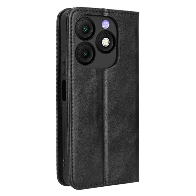 Cover a portafoglio in pelle per itel Zeno 10 4G con supporto e texture retrò - Nero