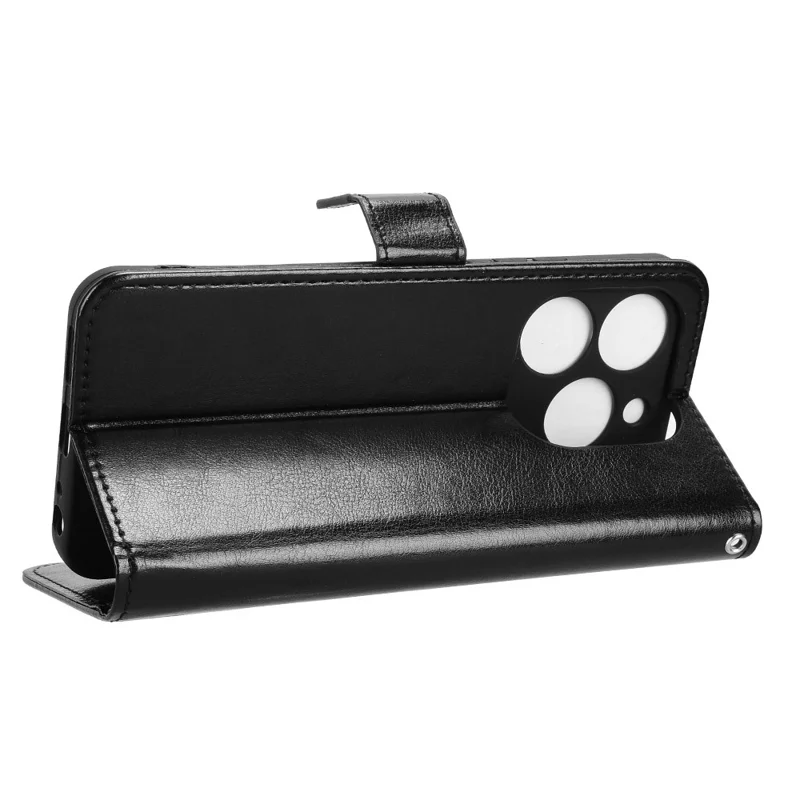 Étui portefeuille en cuir PU avec texture de cheval fou pour itel Zeno 10 4G - Noir