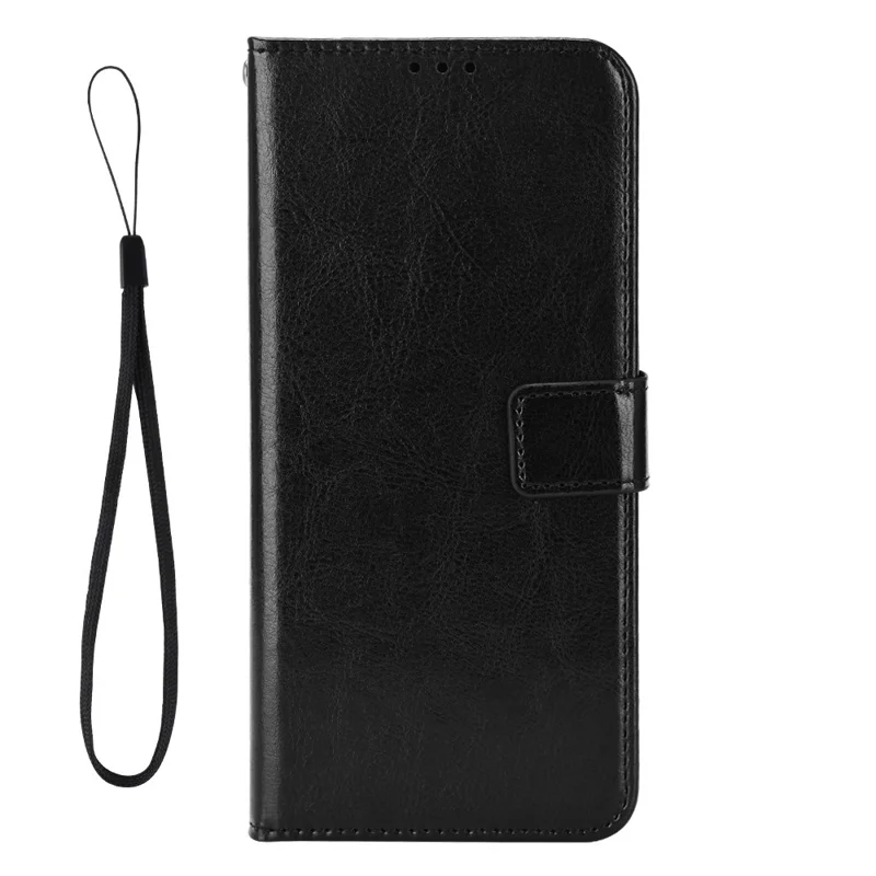 Étui portefeuille en cuir PU avec texture de cheval fou pour itel Zeno 10 4G - Noir