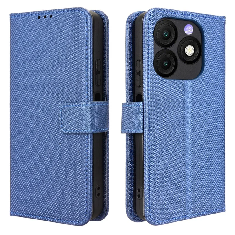 Pour itel Zeno 10 4G Étui portefeuille en cuir avec sangle Texture diamant Housse de téléphone - Bleu