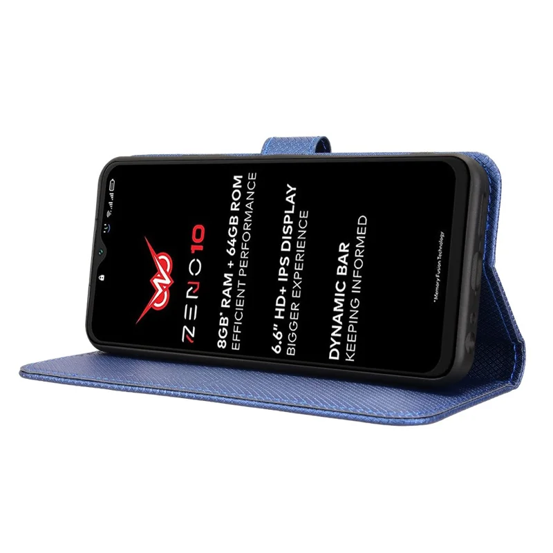 Pour itel Zeno 10 4G Étui portefeuille en cuir avec sangle Texture diamant Housse de téléphone - Bleu