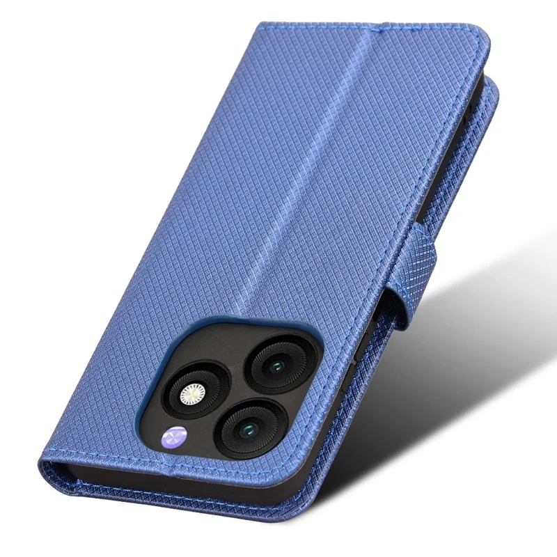 Pour itel Zeno 10 4G Étui portefeuille en cuir avec sangle Texture diamant Housse de téléphone - Bleu