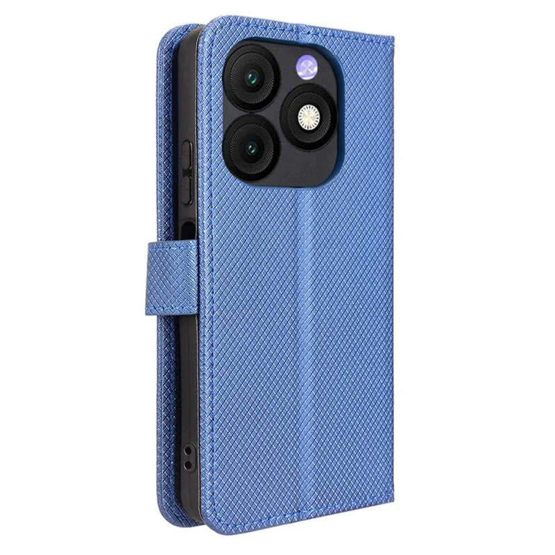 Pour itel Zeno 10 4G Étui portefeuille en cuir avec sangle Texture diamant Housse de téléphone - Bleu
