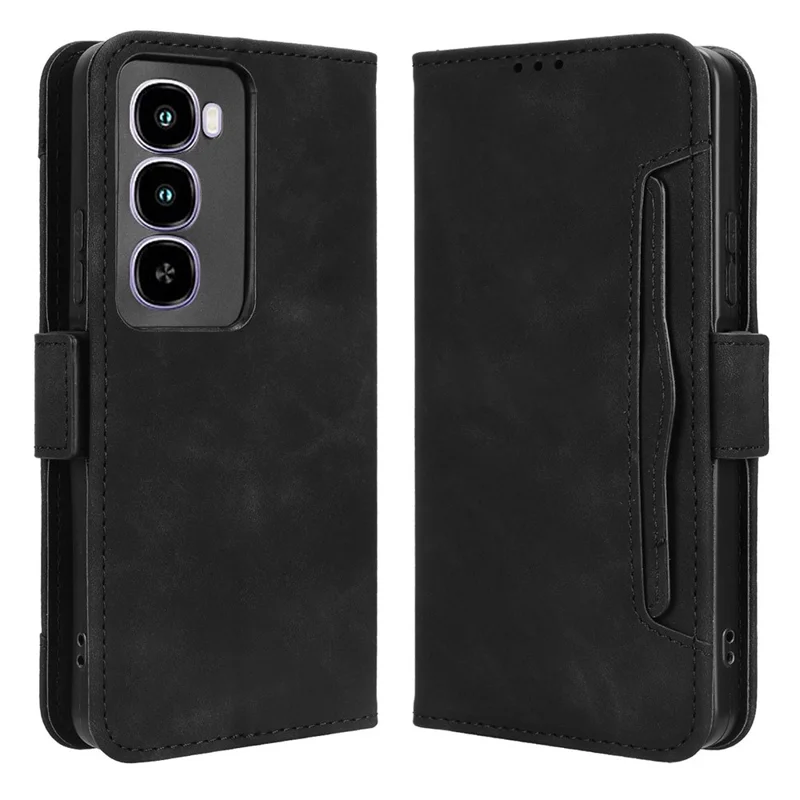 Étui en cuir pour itel City 100 4G avec portefeuille et emplacements pour cartes multiples - Noir