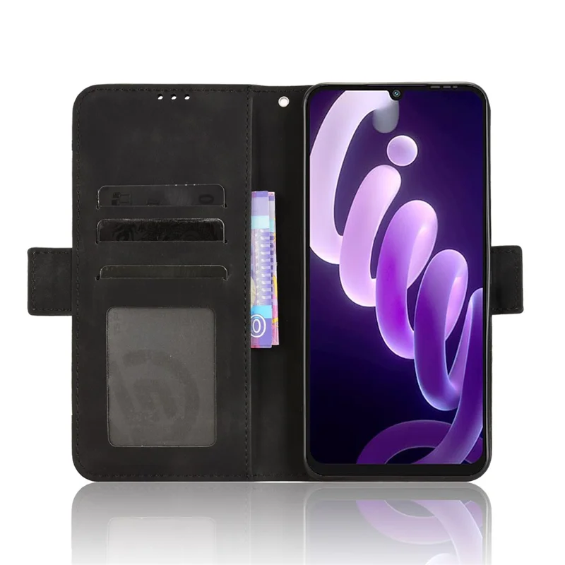 Étui en cuir pour itel City 100 4G avec portefeuille et emplacements pour cartes multiples - Noir