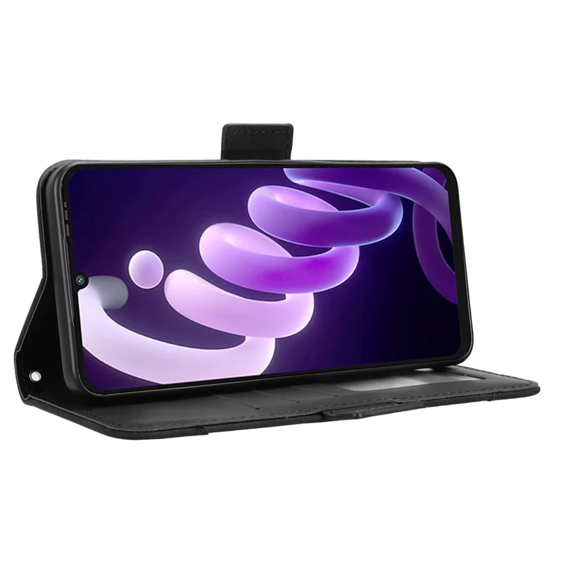 Étui en cuir pour itel City 100 4G avec portefeuille et emplacements pour cartes multiples - Noir