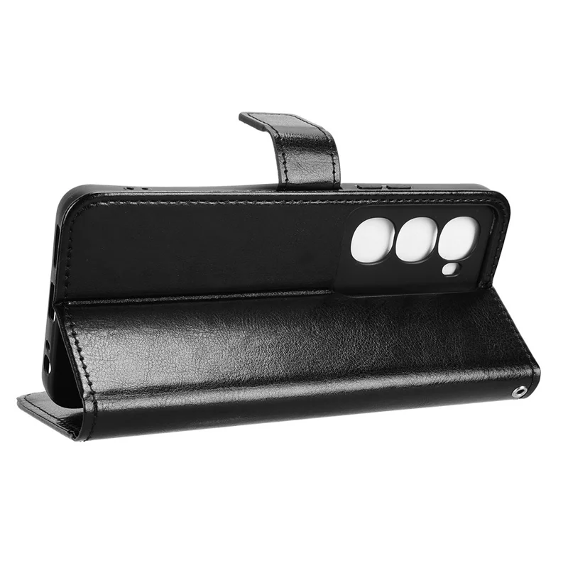 Custodia per itel City 100 4G con texture Crazy Horse in pelle PU, portafoglio per telefono con cinturino da polso - Nero