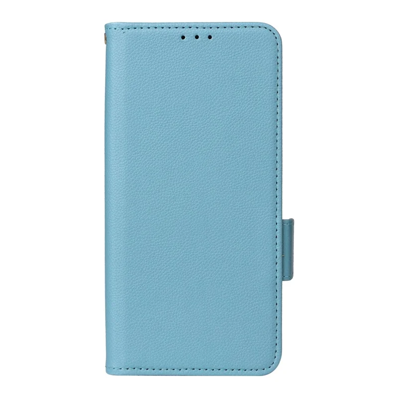 Für Oppo Reno14 5G (Global) Hülle mit Handgelenkriemen Litchi-Textur PU-Leder Brieftasche Handyhülle - Baby Blau