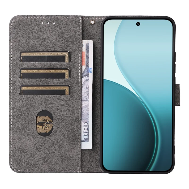 For Oppo Reno14 5G (Global) Case Wallet RFID Blocking PU Leather Phone Cover Stand with Strap - Brown