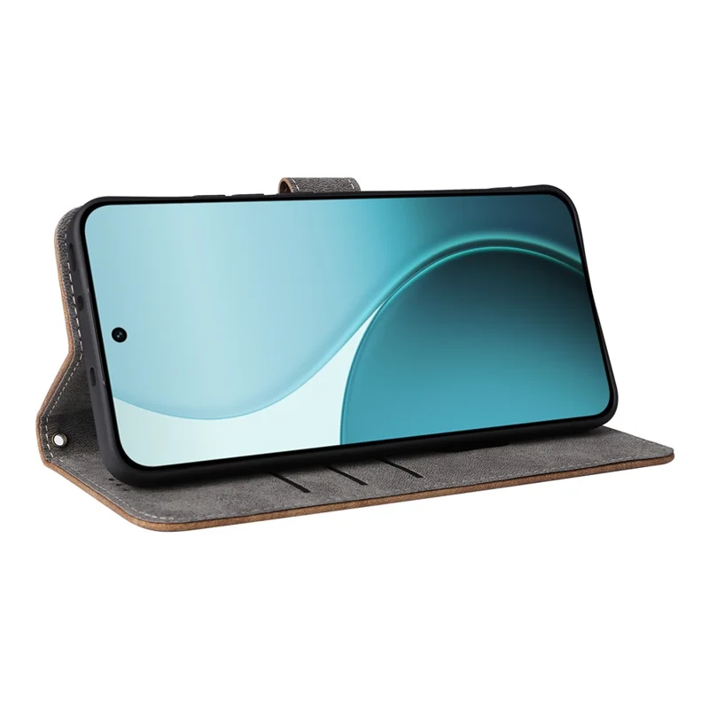 For Oppo Reno14 5G (Global) Case Wallet RFID Blocking PU Leather Phone Cover Stand with Strap - Brown