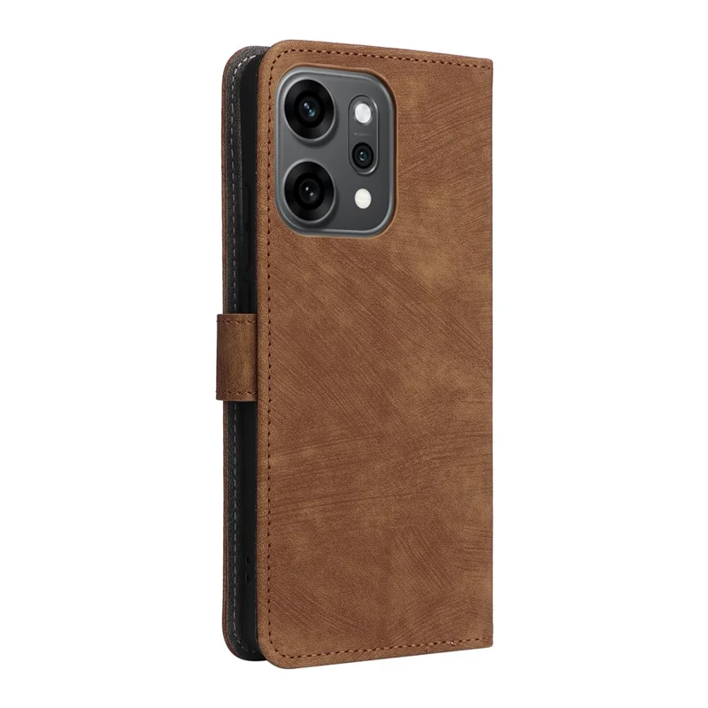 For Oppo Reno14 5G (Global) Case Wallet RFID Blocking PU Leather Phone Cover Stand with Strap - Brown
