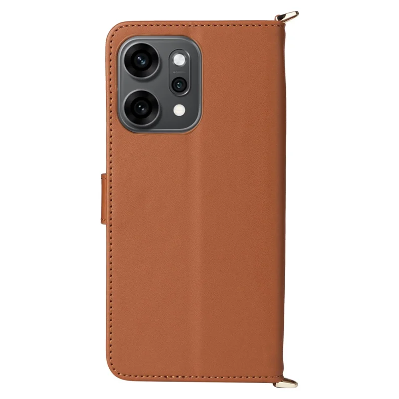Funda con Correa para Hombro/Muñeca para Oppo Reno14 Pro 5G (Global) - Cubierta de Cuero para Teléfono con Soporte y Cartera - Marrón