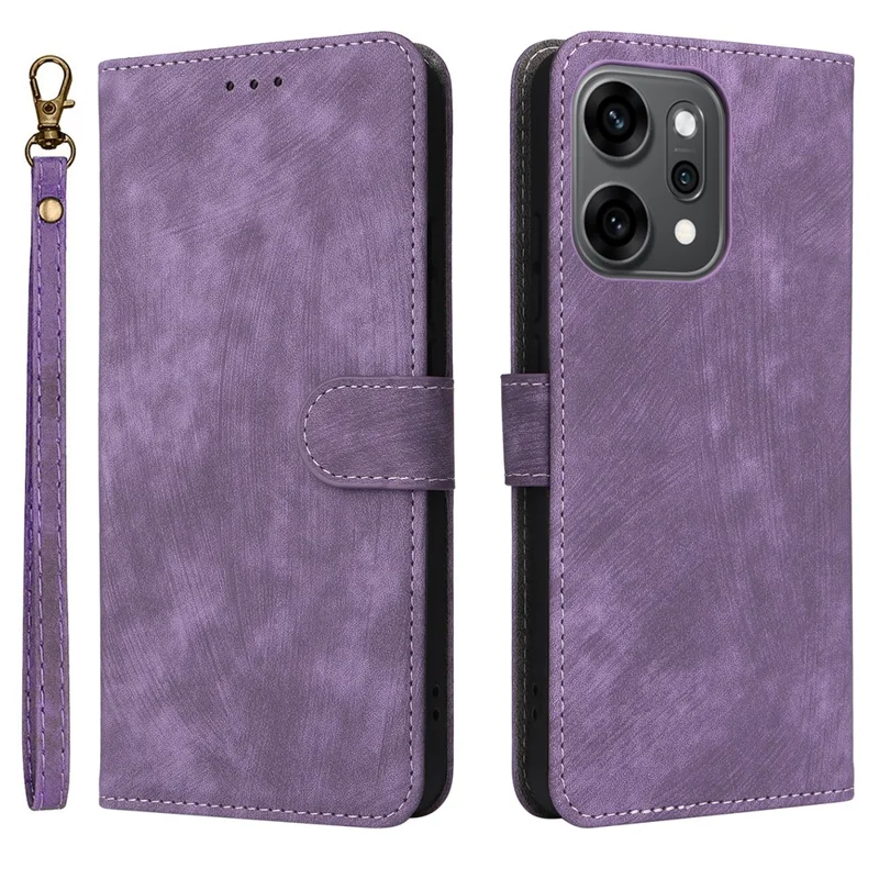For Oppo Reno14 Pro 5G (Global) Case Wallet RFID Blocking PU Leather Phone Cover Stand with Strap - Purple