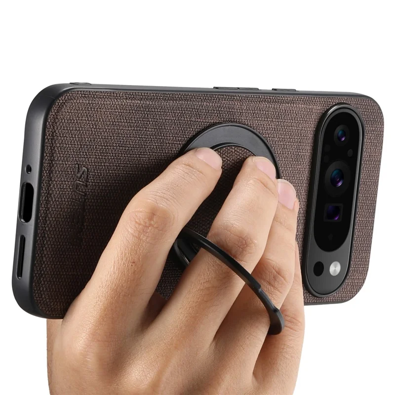 SUTENI G3 Magnetische Hülle mit drehbarem Ring und Ständer für Google Pixel 10 Pro XL - Jeansoptik TPU Rückseite - Braun