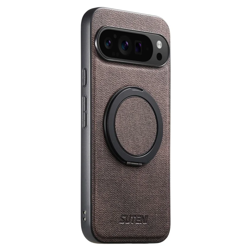 SUTENI G3 Magnetische Hülle mit drehbarem Ring und Ständer für Google Pixel 10 Pro XL - Jeansoptik TPU Rückseite - Braun