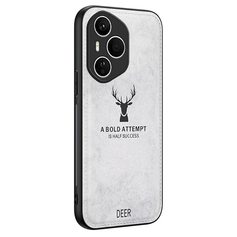 Étui For Honor 400 Pro 5G (Global) Motif Cerf Texture Tissu PU + PC + TPU Protection Téléphone - Gris