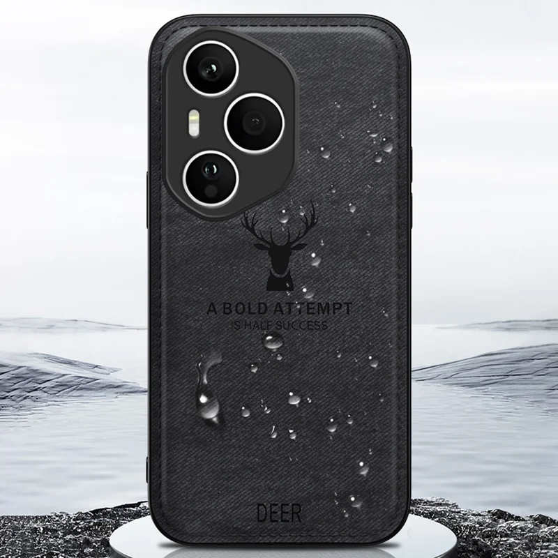 Étui For Honor 400 Pro 5G (Global) Motif Cerf Texture Tissu PU + PC + TPU Protection Téléphone - Gris
