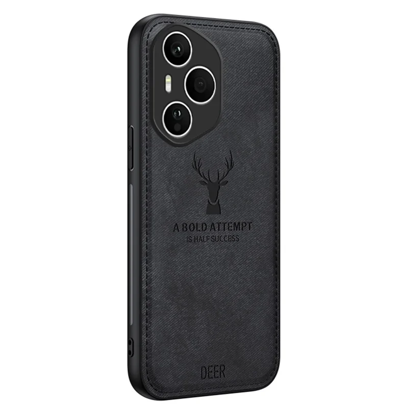Cover For Honor 400 Pro 5G (Globale) con Motivo Cervo Texture in Tessuto PU + PC + TPU - Nero