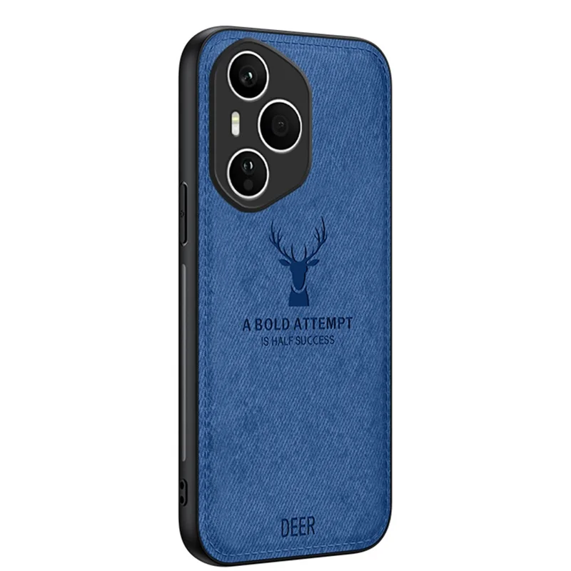 Cover For Honor 400 Pro 5G (Global) con Motivo Cervo Texture in Tessuto PU + PC + TPU - Blu