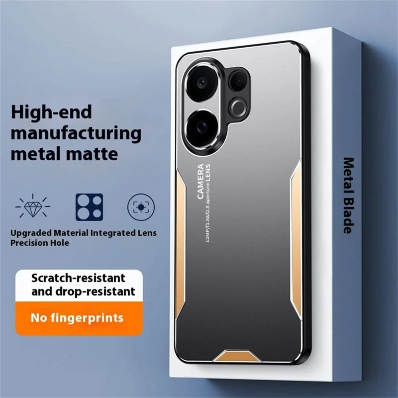 For vivo S30 5G Phone Case Aluminium Alloy TPU PC Back Cover - Gold