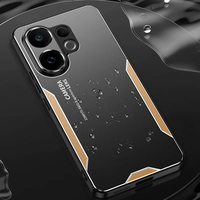 For vivo S30 5G Phone Case Aluminium Alloy TPU PC Back Cover - Gold