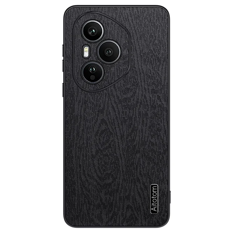 Cover For Honor 400 Pro 5G (Global) con Texture in Legno, Pelle PU Rivestita su PC TPU - Nero