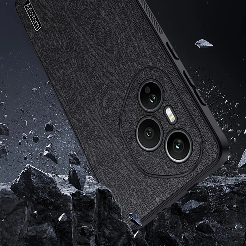 Cover For Honor 400 Pro 5G (Global) con Texture in Legno, Pelle PU Rivestita su PC TPU - Nero