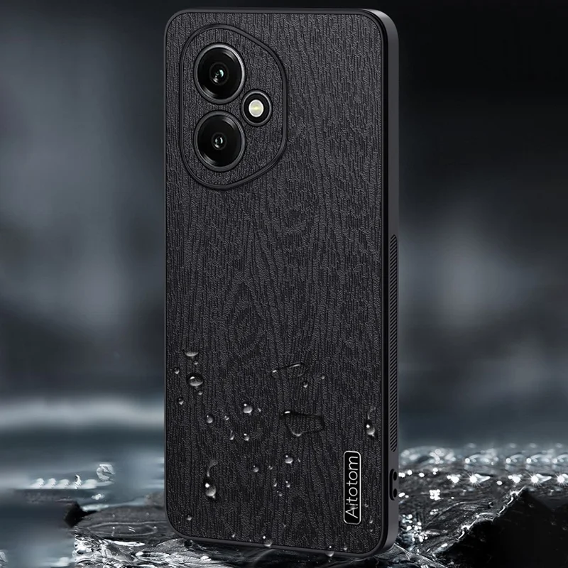 Étui For Honor 400 5G (Global) Texture Bois Cuir PU Revêtu PC TPU Protection Téléphone - Marron