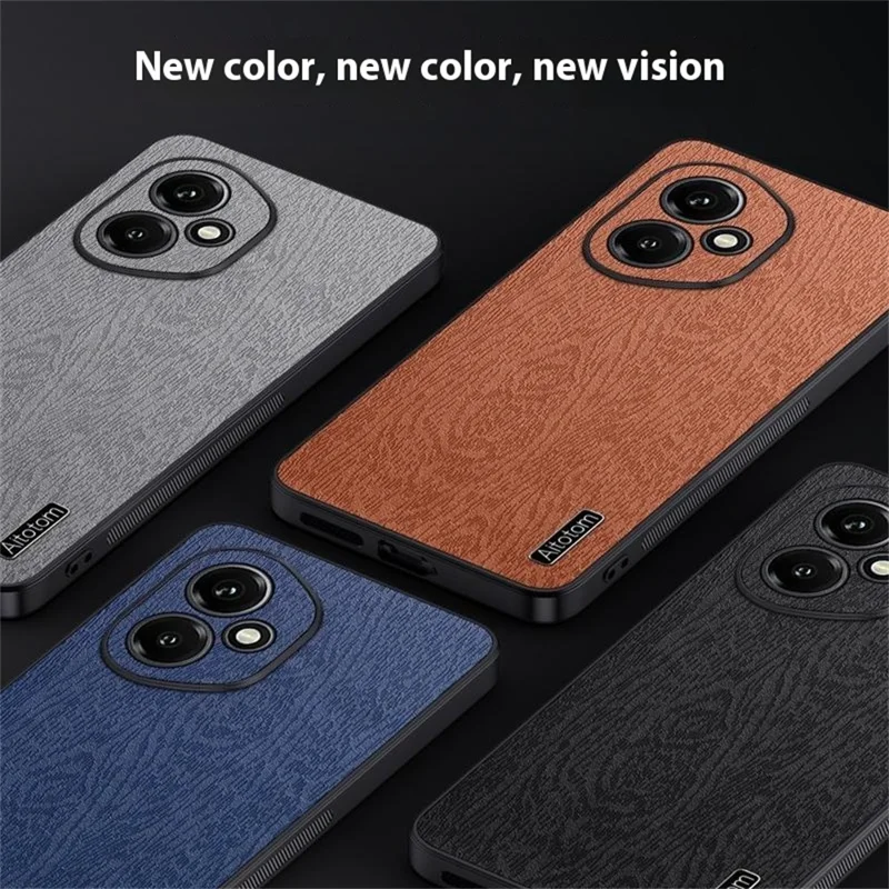 Étui For Honor 400 5G (Global) Texture Bois Cuir PU Revêtu PC TPU Protection Téléphone - Marron