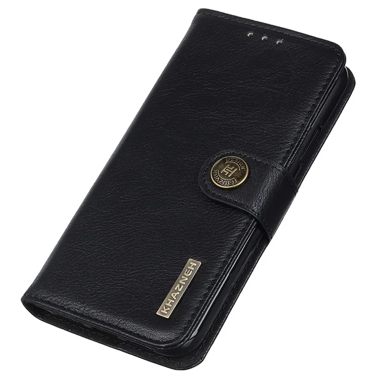 KHAZNEH for Xiaomi 12T 5G / Redmi K50 Ultra 5G / 12T Pro 5G Cowhide Texture PU Leather Wallet Case Foldable Stand Phone Full Protection Shell - Black