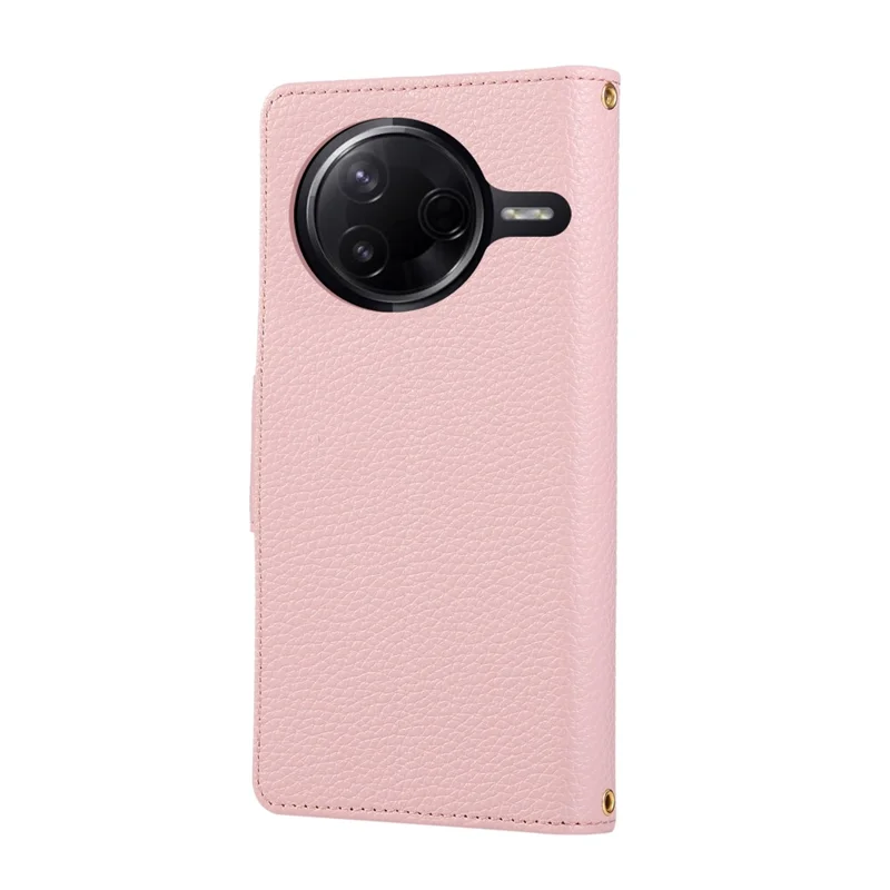 For Xiaomi Poco F7 Pro 5G / Redmi K80 5G Case Zipper Wallet Leather Phone Cover with Wrist Strap - Pink